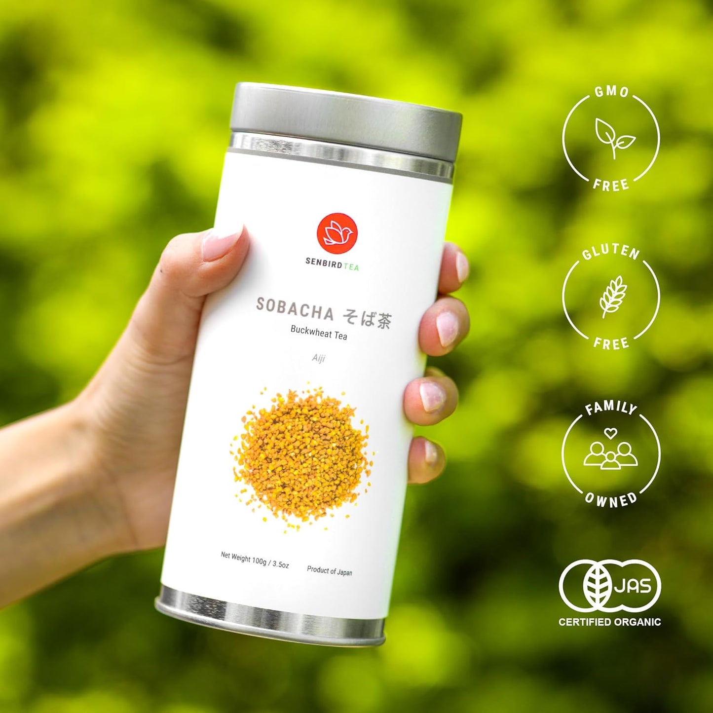 Senbird Caffeine-Free Buckwheat Loose Tea - Sobacha Aiji (4.2oz/120g) | Hokkaido roasted buckwheat tea with nutty aroma; caffeine-free and naturally gluten-free.