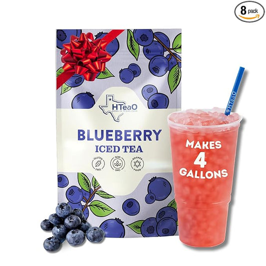 HTeaO Blueberry Green Iced Tea Bags – Makes 4 Gallons in 5 Minutes – Large Loaded Tea Sachets for Parties, Family Gatherings, & Groups – Texas-Style Ice Tea Packets for Quick Brew (8-Count)