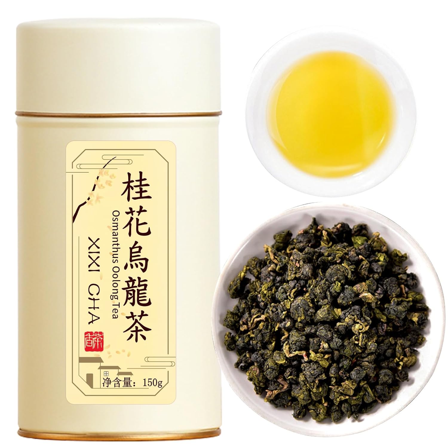 XIXICHA Osmanthus Oolong Tea Taiwan Tea Oolong Tea Loose Leaf Osmanthus Fragrans Tea Sweet And Aromatic Taste 桂花乌龙茶 台湾茶 高山茶（100 cups） 5.29oz/150g