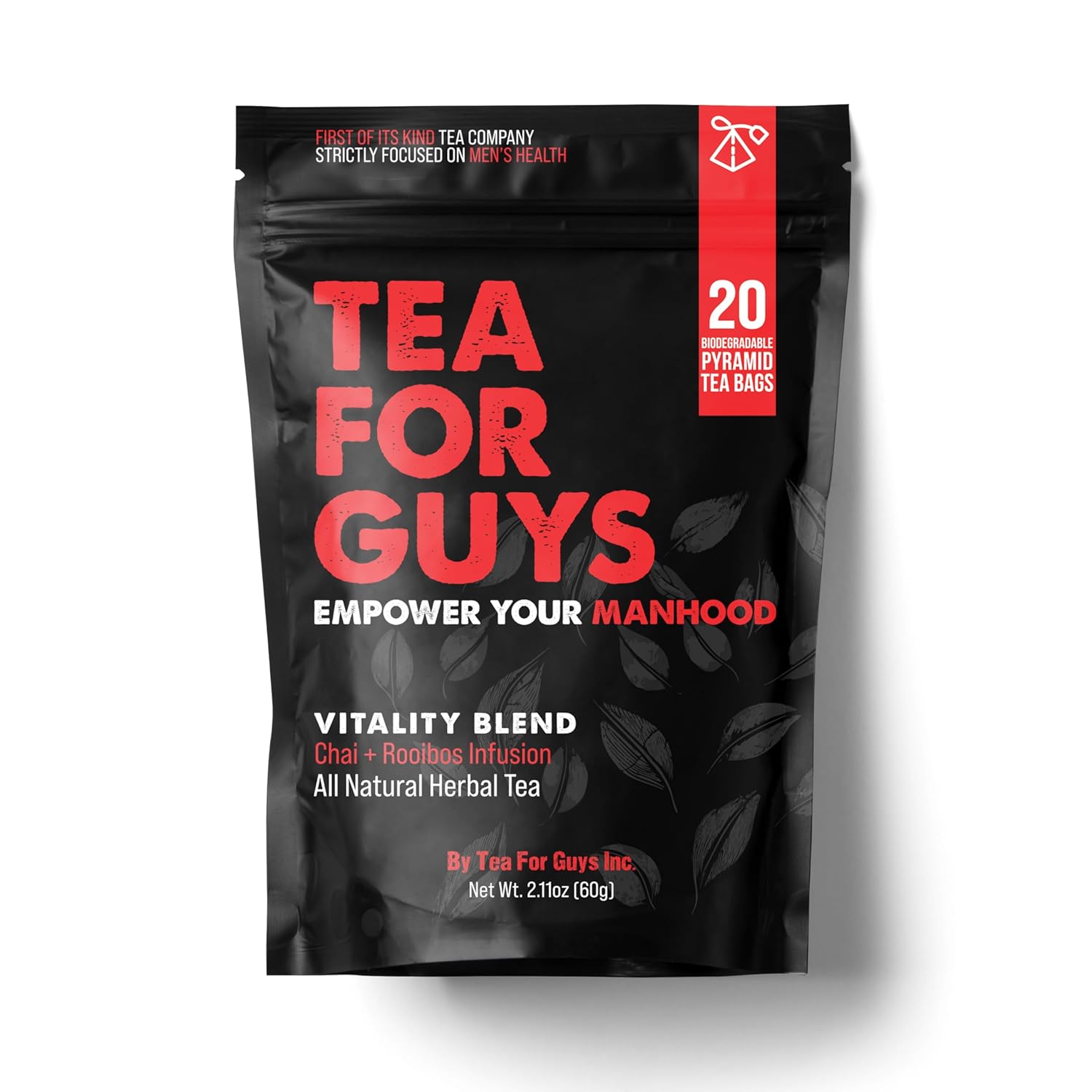 Tea For Guys: Vitality Blend – Natural Support for Testosterone, Libido, Male Fertility and overall Male Vitality | Herbal Tea for Mens Wellness – 20 Biodegradable Tea Bags