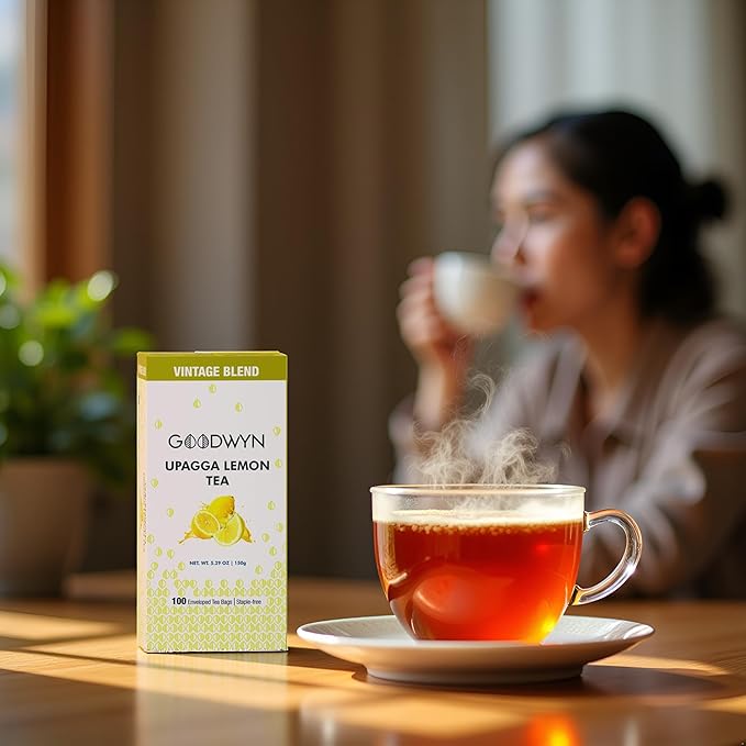 Goodwyn Lemon Black Tea – 100 Individually Wrapped Plastic-Free Tea Bags, Lemongrass Black Tea with Natural Lemon Flavor, Medium Caffeine