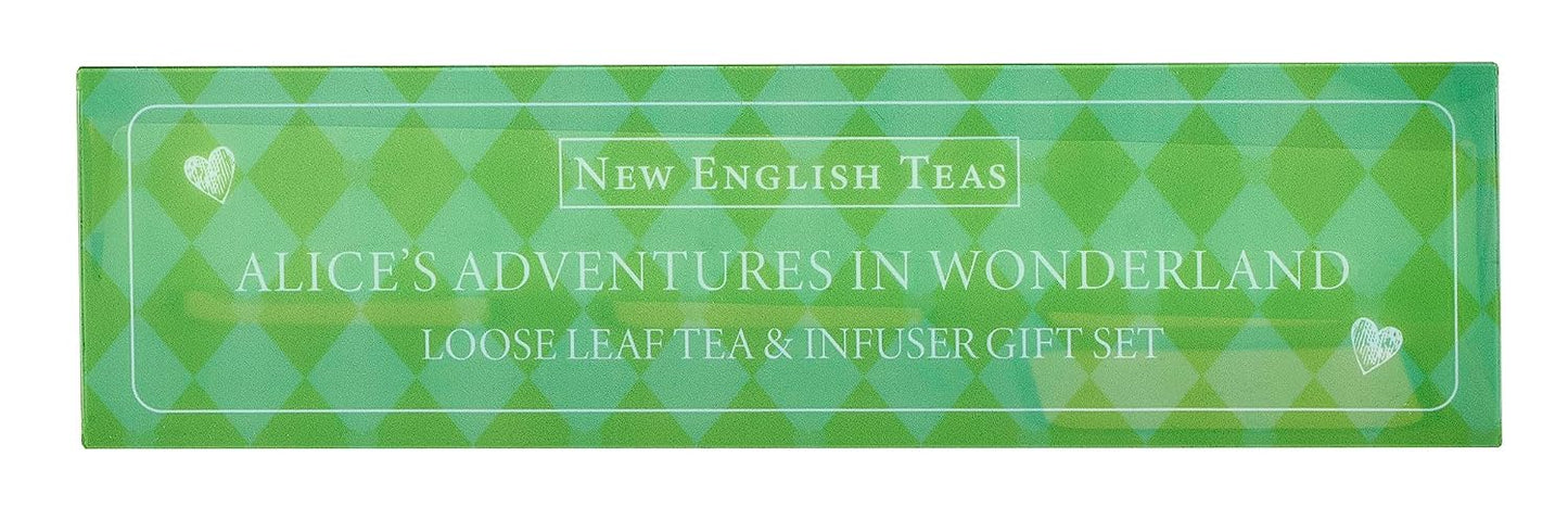 New English Teas Alice in Wonderland Tea Infuser Set 2.5 oz Loose Leaf Tea | Black Tea, English Breakfast, Earl Grey + Infuser Included, Gifts for Tea Lovers