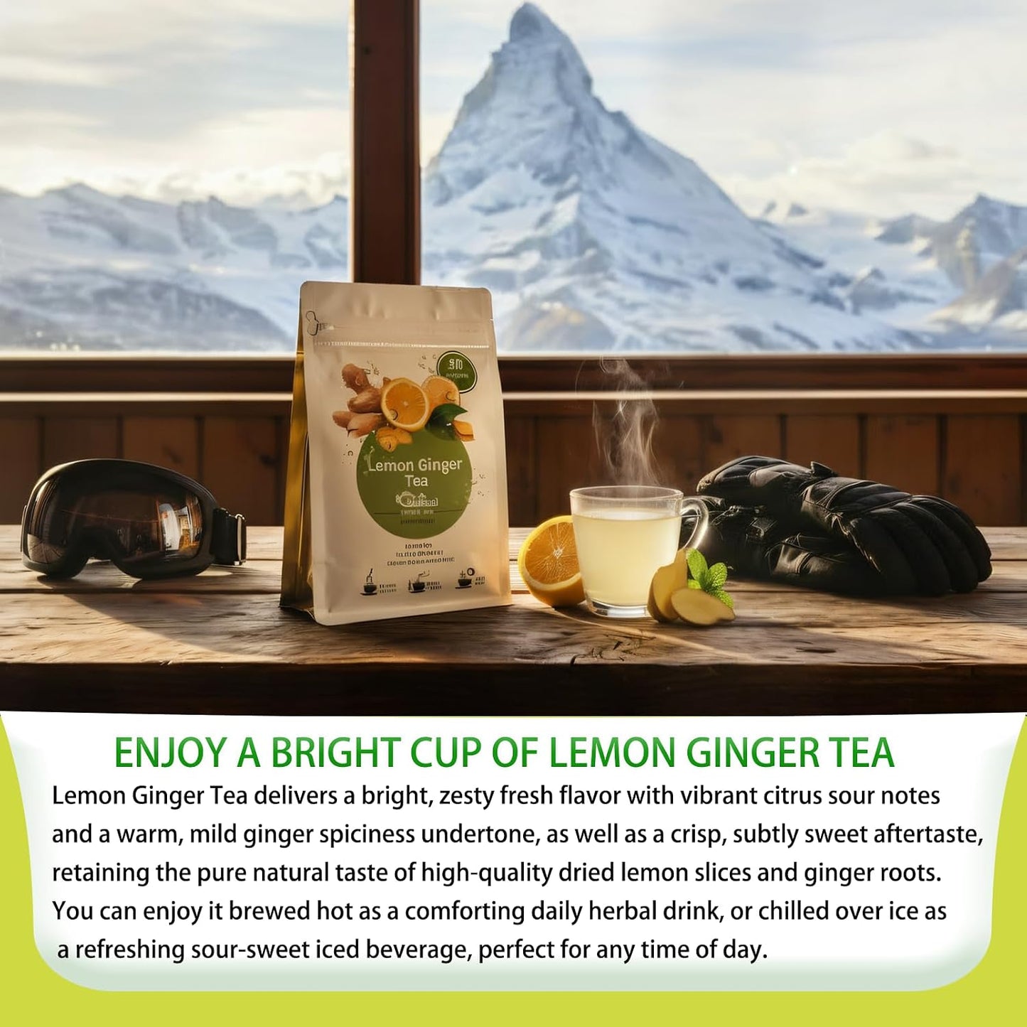 Samcci Lemon Ginger Tea Bags, 50 Counts, Non-GMO, Caffeine-Free