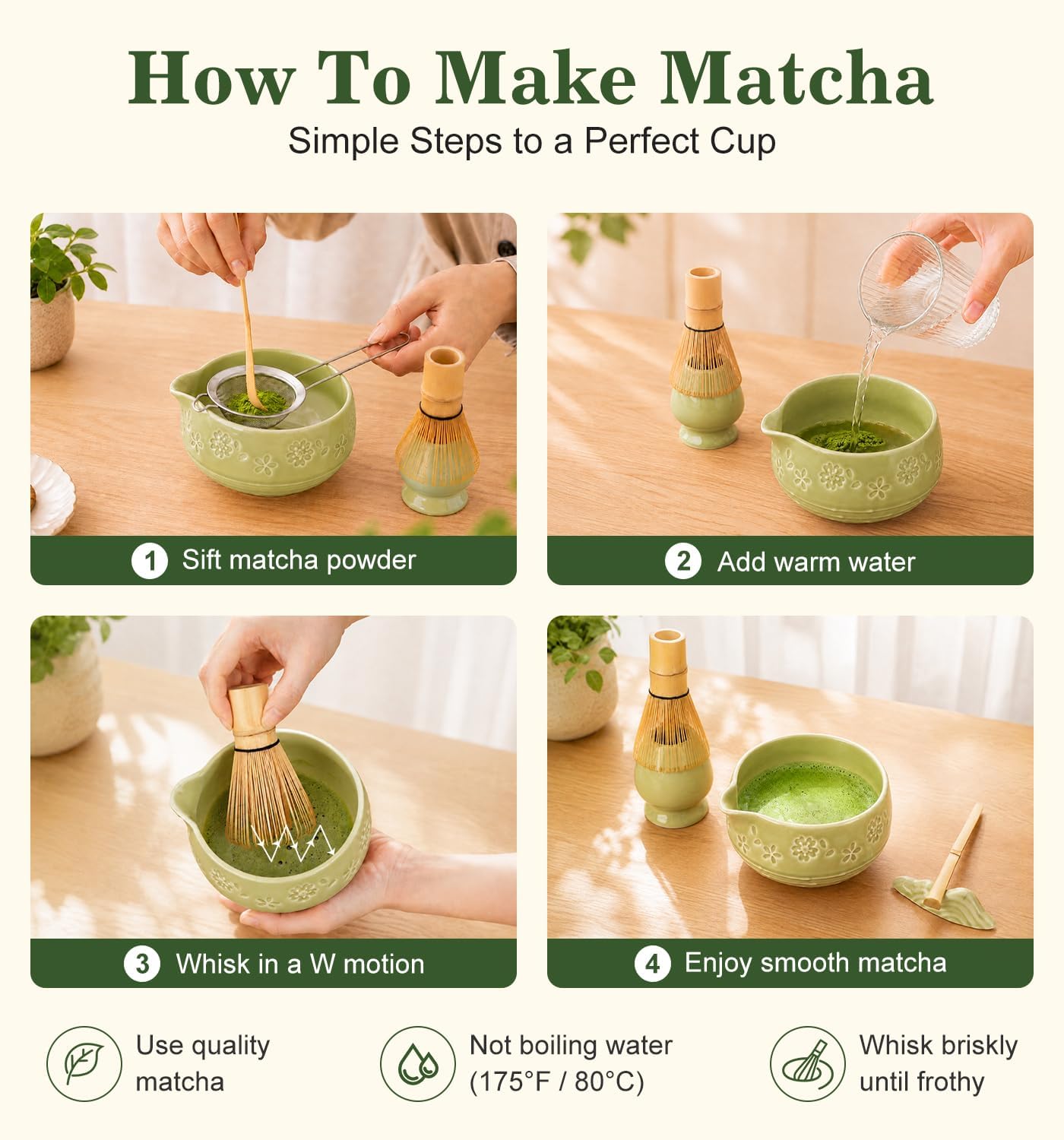 Matcha Whisk Set, Ceramic Matcha Kit for Beginners &amp; Tea Lovers | 8-Piece Set with 550ml Spouted Bowl, 80-Prong Whisk, Sifter, Scoop &amp; Gift Box, Premium Ceramic, Easy to Clean