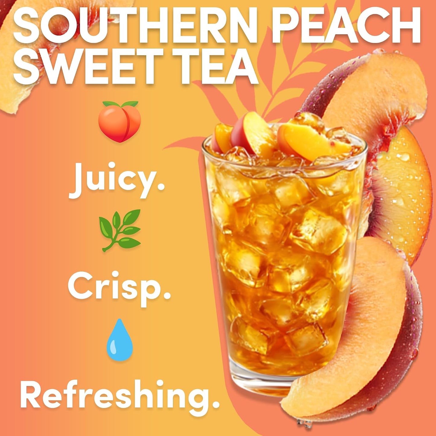 Peach Flavored Iced Tea Bags, 1 Gallon Tea Bags, 48 Count, Bulk Black Tea Iced Tea Packs, Peach Tea Bags for Restaurants, Cafes, Foodservice &amp; Home Brewing