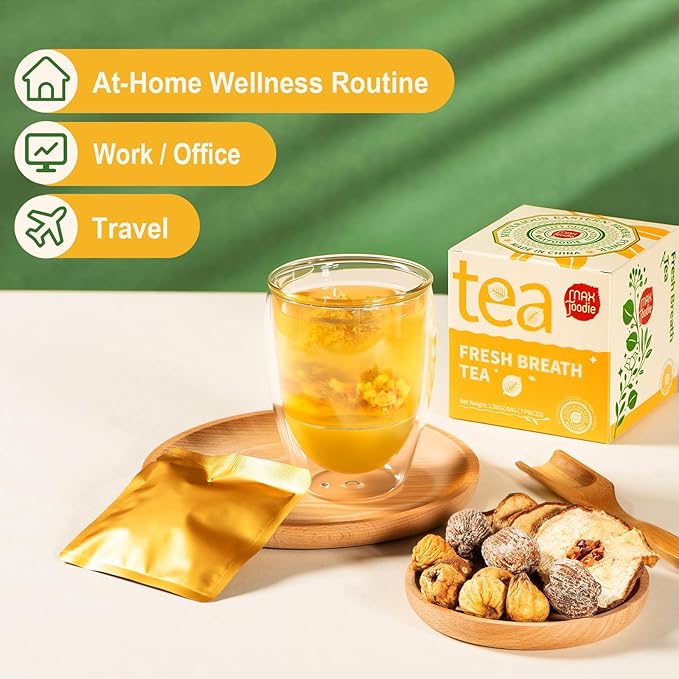 MAX Foodie Fresh Breath & Hydration Boost Herbal Tea – Osmanthus, Figs, Pear & Tangerine Peel, 7 Tea Bags (70g, 10g/bag)