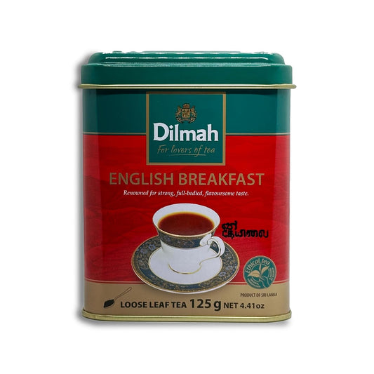 Dilmah English Breakfast Loose Leaf Tea, 4.41oz Tin, Pure Ceylon Tea in Caddy, Premium Black Tea