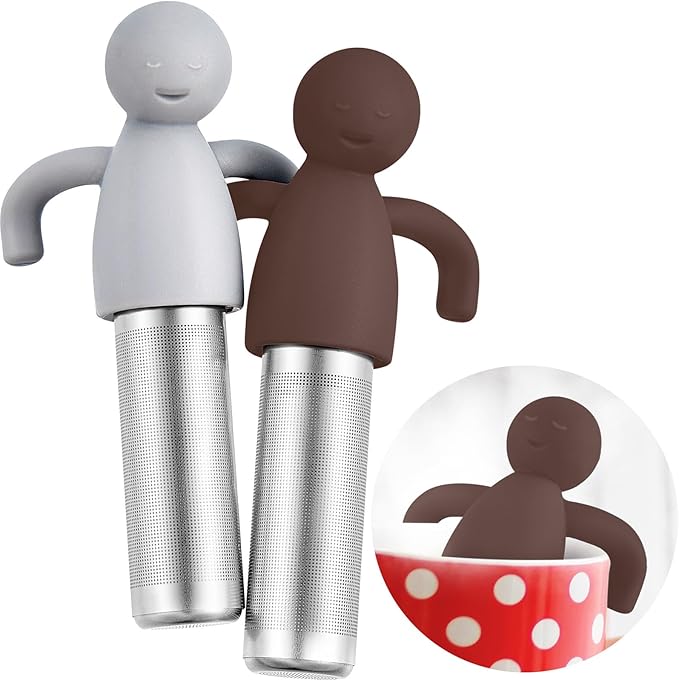 Hicarer 2 Pieces Tea Infuser for Loose Tea Cute Fine Mesh Tea Strainer Stainless Steel Tea Filter Ball Tea Diffuser Steeper for Teacups Teapots (Gray