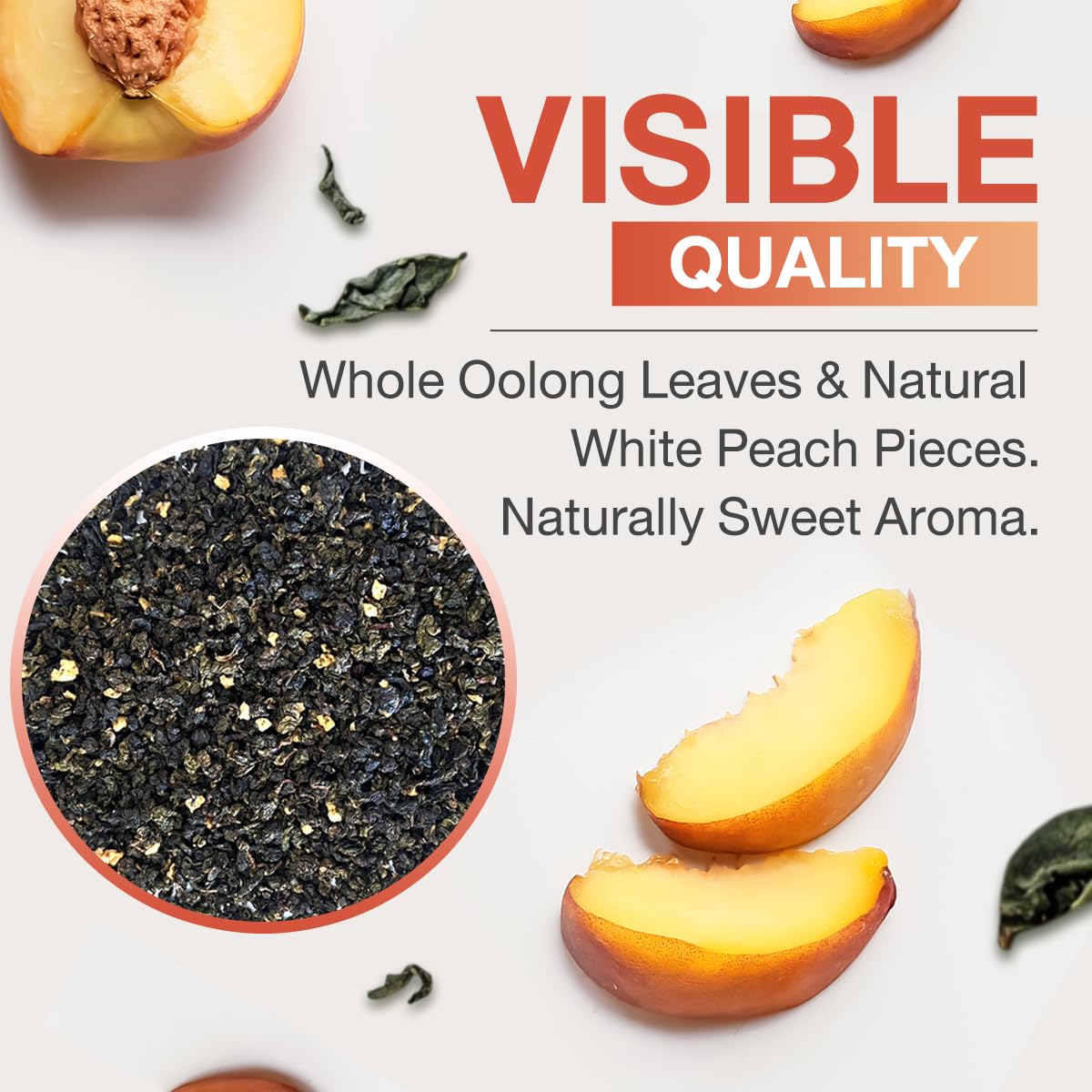 Lam Tae Premium White Peach Oolong Tea Loose Leaf | Natural Fruit Tea Iced & Hot No Artificial Colors or Flavors. Excellent Bulk Loose Leaf for Clear Brew. Net Weight 200g Bag Brews Approx. 40 Cups.