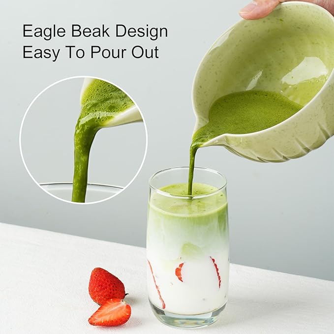 Matcha Kit - 8 Pcs Matcha Set Whisk and Bowl, Matchas Tea Set with Bamboo Whisk(Chasen), Mottled Green Matchas Kit for Macha Lover, Ideal Gift Christmas, Birthday, Anniversary (Mottled Green)