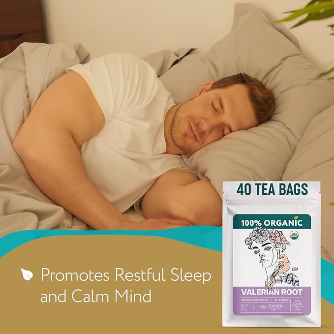 Zhivana Organics Valerian Root Tea – Organic Herbal Infusion, 40 Tea Bags