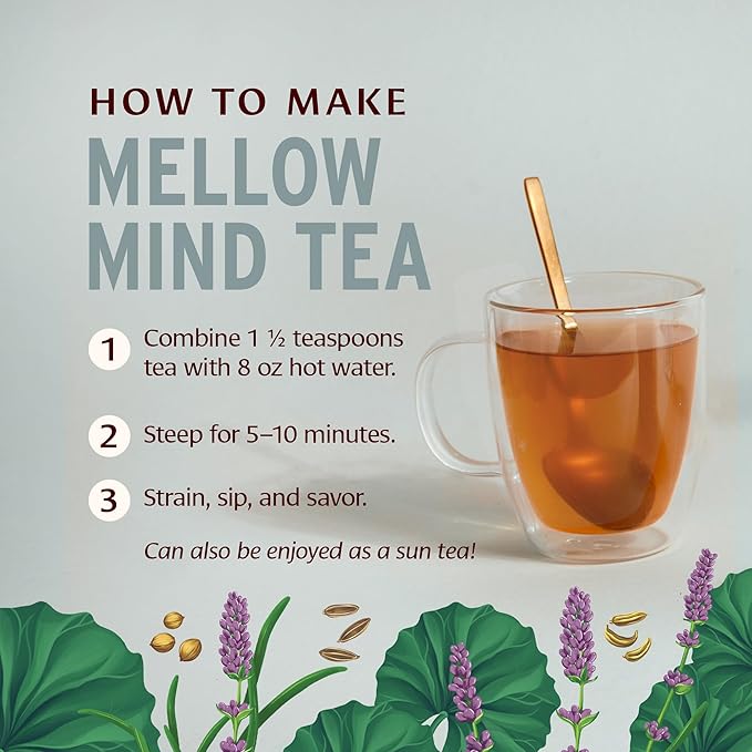 Banyan Botanicals Mellow Mind CCF Tea – Organic Lavender Chamomile Tea with Gotu Kola – Caffeine-Free Relaxation Tea for Stress Relief* – 1.5 oz