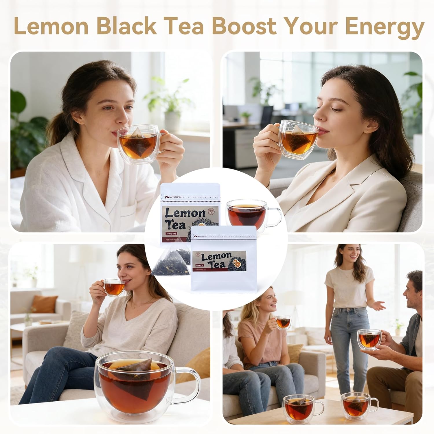 Lemon Black Tea, 30 Teabags Premium Tea with Lemon Flavor, Hot or Cold Tea (1 Pack/30 Bags)