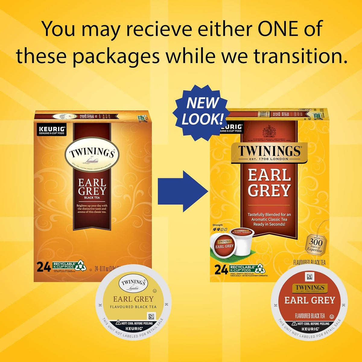 Twinings Earl Grey Black Tea K-Cup Pods for Keurig, 24 Count (Pack of 2), 48 Total, Flavoured with Citrus and Bergamot