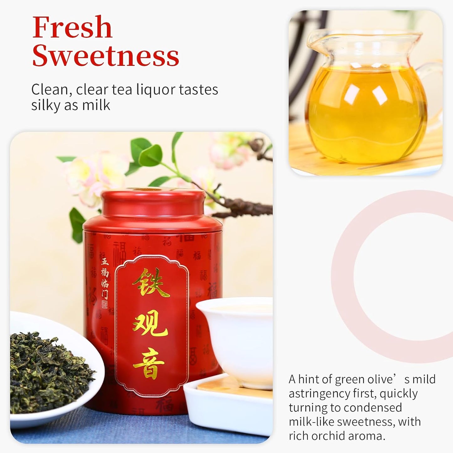 CHADUO Tieguanyin Oolong Tea Loose Leaf Authentic Anxi Tieguanyin Tea High Mountain Oolong Tie Guan Yin Iron Goddess Tea Natural Orchid Fragrance Pure Hongxin Waiwei Tao Cultivar 5.3oz/150g Chinese Tea 铁观音 安溪铁观音 乌龙茶