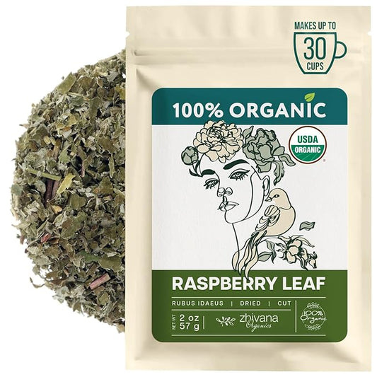 Zhivana Organics Red Raspberry Leaf Tea – Organic Loose Leaves, 2oz