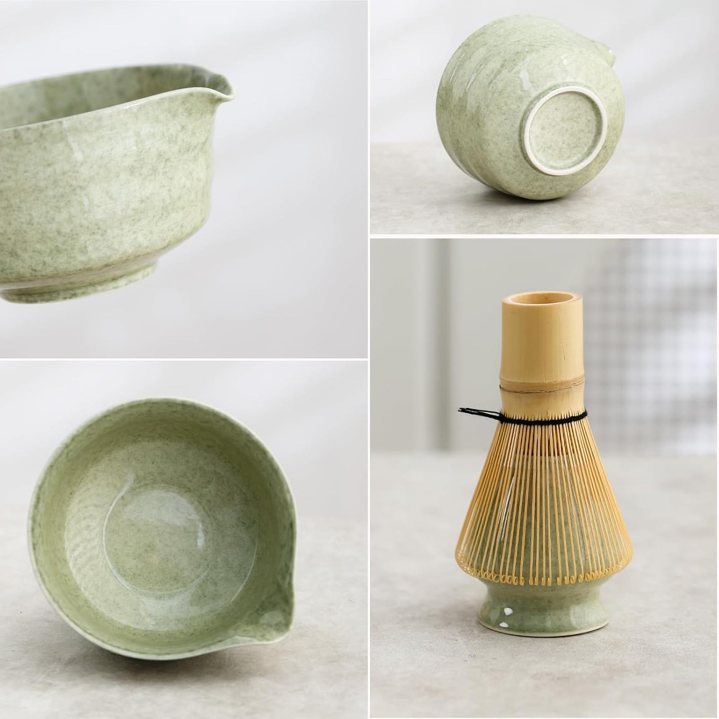 Ochcahser Matcha Set, 17 OZ Matcha Bowl, Matcha Kit for Matcha Lovers. | 5 Pce Japanese Matcha Whisk Set Includes Bowl with Spout, Whisk Holder, Bamboo Whisk and Scoop, Sifter, Great Matcha Gift.