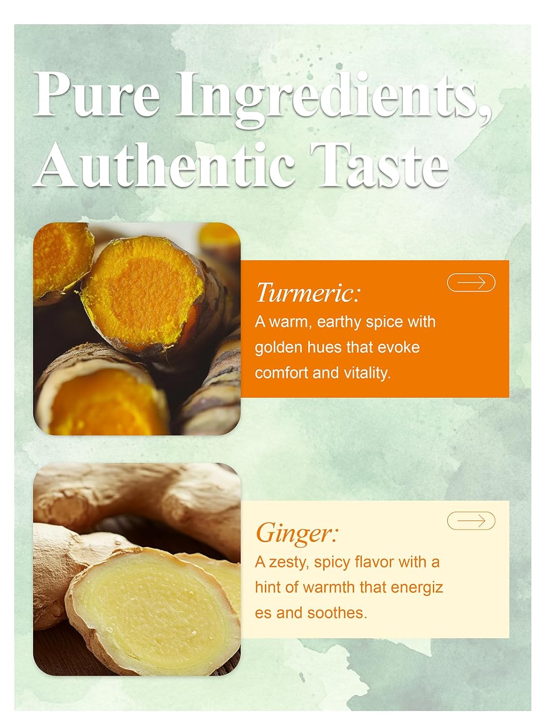 LOOMICA Turmeric Ginger Tea Bags, Caffeine Free, 100% Natural Warm &amp; Spicy Herbal Blend with Zesty Turmeric and Ginger for Comfort, Individually Wrapped Bags, 20 Counts (Pack of 2)