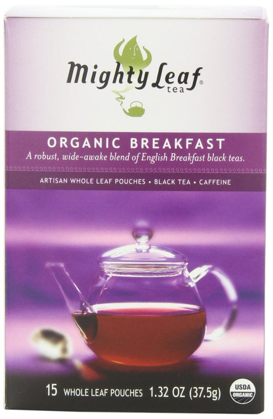 Mighty Leaf Breakfast Black Tea - (Packs of) Pouches - Premium Caffein - 45 Count Tea Pouches - Premium Black Tea with Rich Flavor - Individually Wrapped Tea Bags