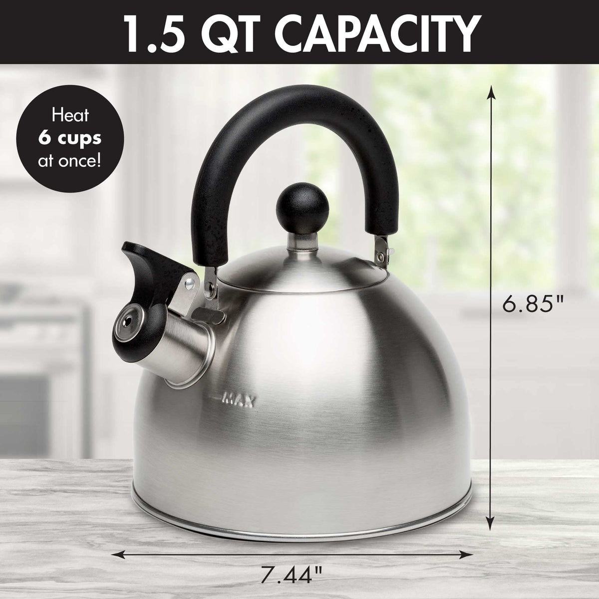 Primula Stewart Whistling Tea Kettle for Stovetop, Stainless Steel Stove Top Kettle with Fast Boil Whistling Spout and Cool