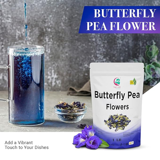 Butterfly Pea Flower Dried 1 LB (1000+ Cups), Blue Butterfly Pea Flower Tea, Beautiful Blue Or Purple Food Coloring, Premium Quality, By Yogi's Gift®