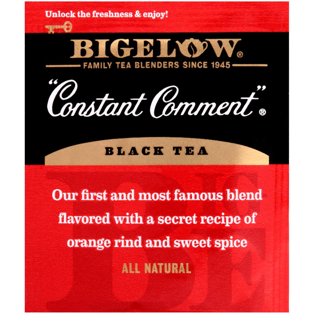Bigelow Constant Comment Tea 28-Count Box (Pack of 1) Spiced Premium Black Tea with Orange Peel Antioxidant-Rich Full Caffeine Black Tea in Foil-Wrapped Bags