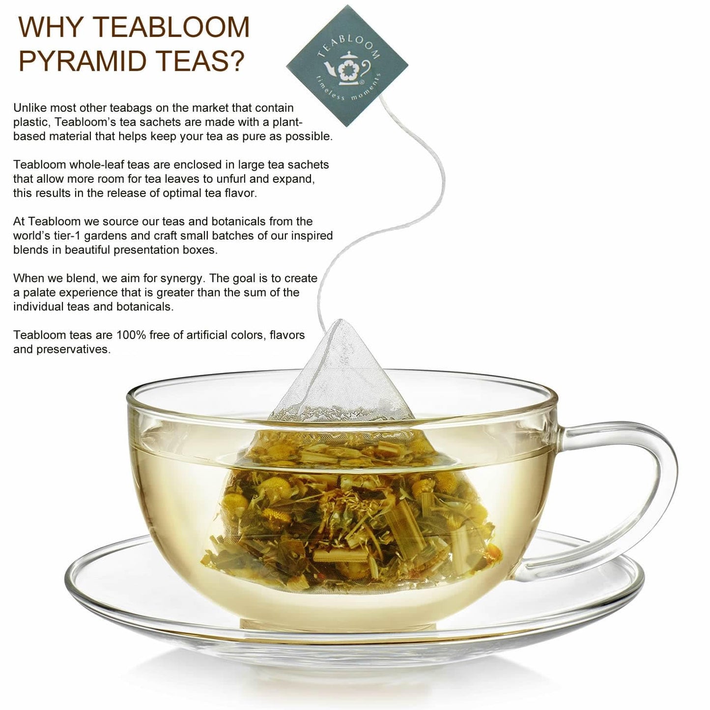 Teabloom Wellness Tea Collection – Fruit & Herbal Assortment with 12 Plant-Based Pyramid Sachets, Organic Ingredients, Elegant Presentation Box, Thoughtful Gift for Tea Lovers