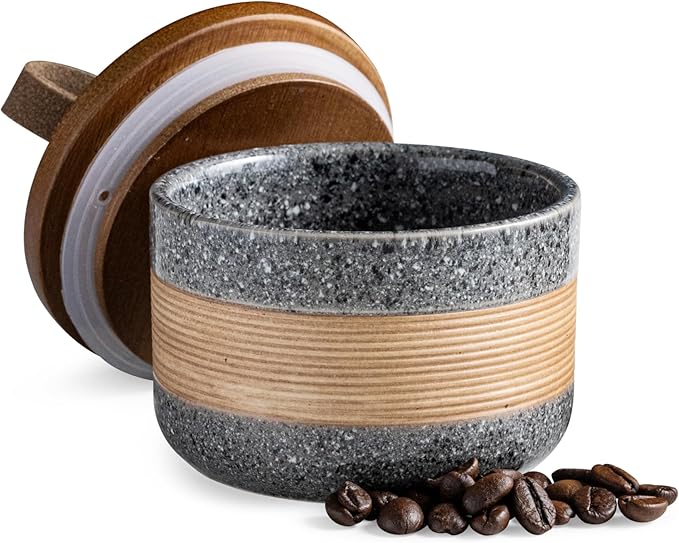 Small Ceramic Jar with Lid, Coffee Container, Coffee Canisters with Airtight Lids Kitchen Food Storage Jars for Spice Sugar Tea Bag