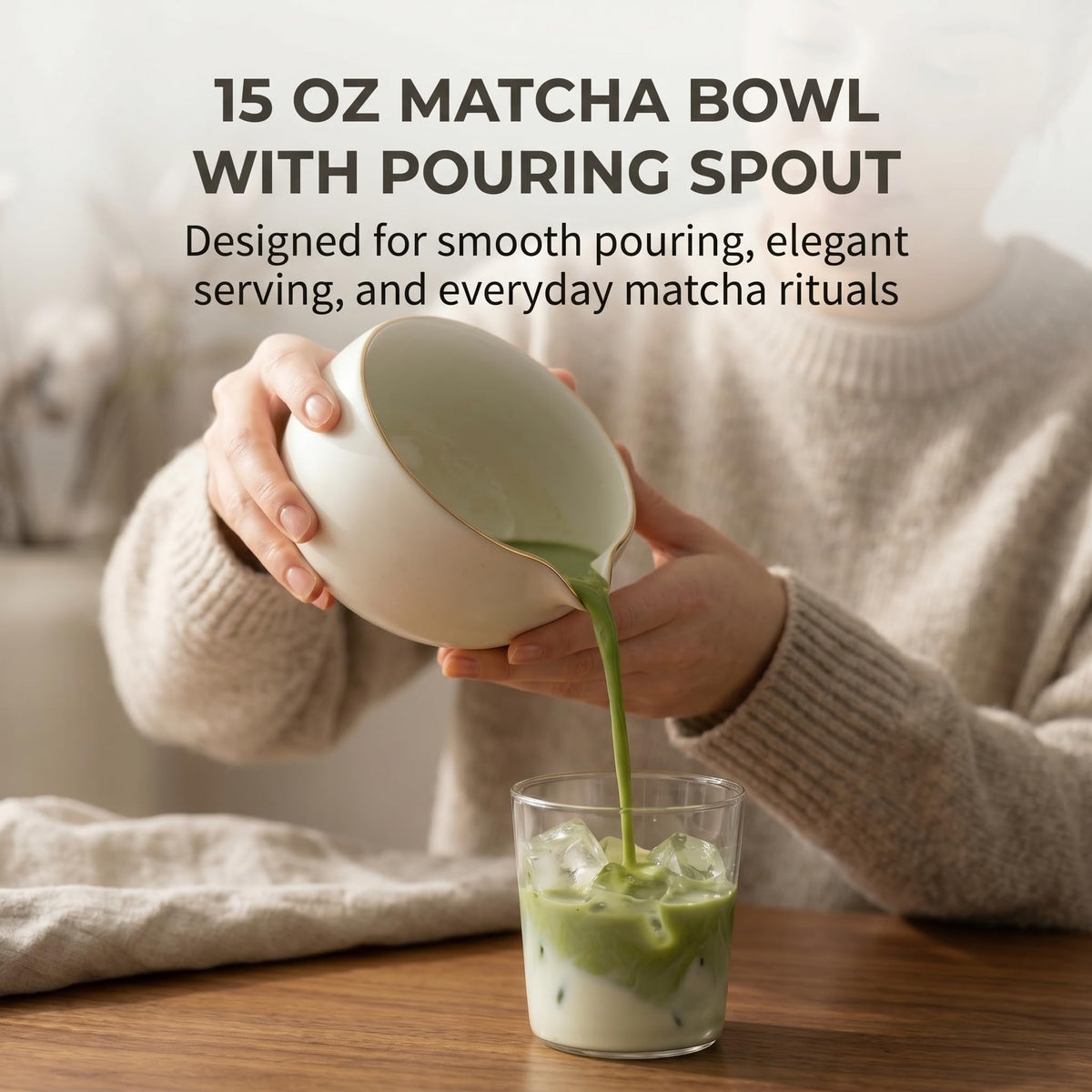 MAWAKIN Premium 5-Piece Matcha Kit, Matcha Whisk Set with Ceramic Matcha Bowl with Spout, Bamboo Matcha Whisk, Sifter, Scoop