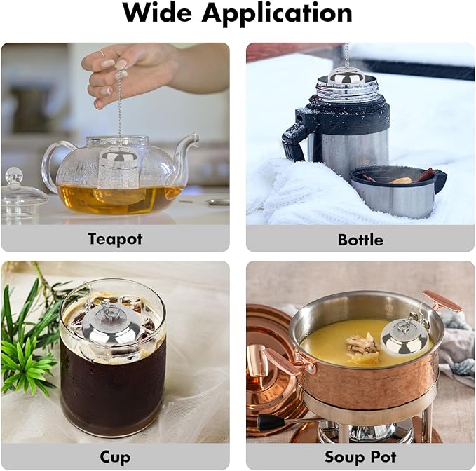Tea Infuser for Loose Leaf Tea, Extra Fine Mesh Tea Strainers, 304 Stainless Steel & Updated Slim Threaded Lid, Loose Leaf Tea Steeper for Brew Tea