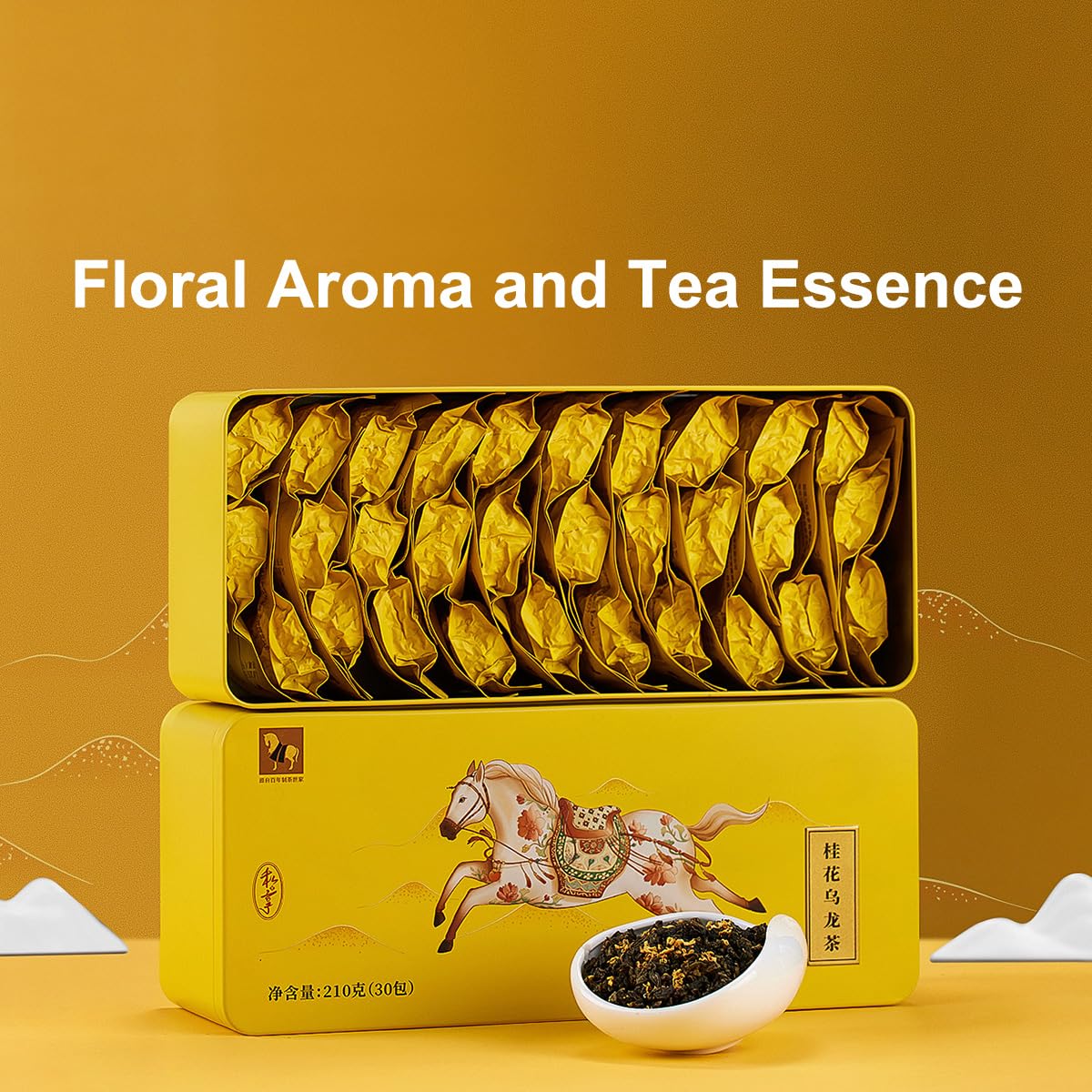 BAMATEA Osmanthus Oolong Tea Loose Leaf - 30 individua Bags - Chinese Loose Leaf Oolong Tea from Anxi High Mountain 210g(7.41oz)