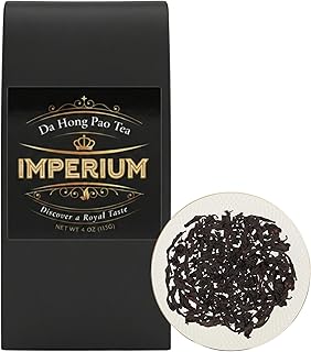 Imperium Da Hong Pao Loose Leaf Oolong Tea (4oz), Premium Hand-Picked Wuyi Mountain Rock Tea, Brews 100 Cups, Big Red Robe, Naturally Smooth and Rich, Harmonious Flavor and Sweet Aroma