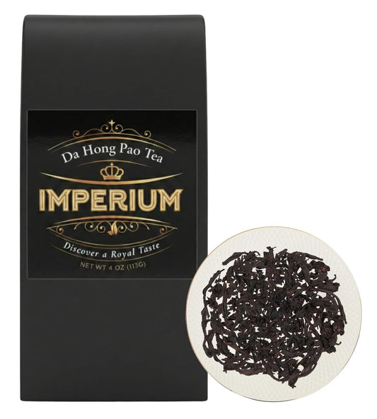 Imperium Da Hong Pao Loose Leaf Oolong Tea (4oz), Premium Hand-Picked Wuyi Mountain Rock Tea, Brews 100 Cups, Big Red Robe, Naturally Smooth and Rich, Harmonious Flavor and Sweet Aroma