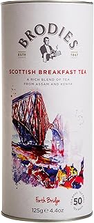 Brodies Tea, Scottish Breakfast Tea, Black Tea Imported from Scotland, Canister of 50 Bags (Pack of 1)