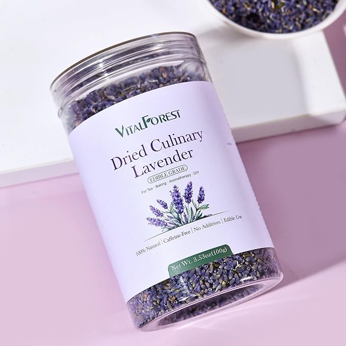 Dried Culinary Lavender – 100% Natural Food Grade Lavender Buds Herbs Tea, 3.53oz (100g), Edible Lavenders Flowers for Drinks, Baking, Cooking, Tea