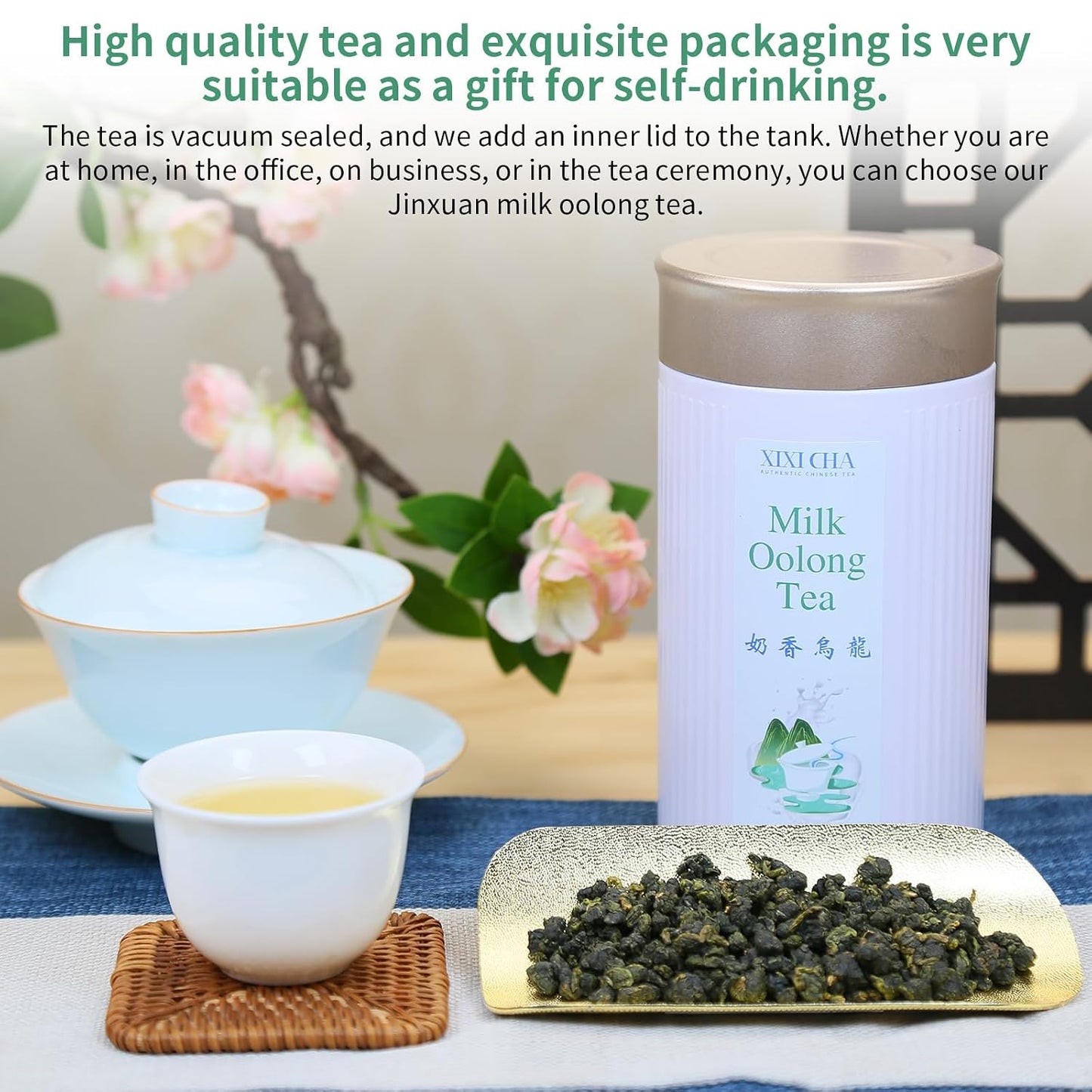 XIXICHA Milk Oolong Tea Loose Leaf Jin Xuan Milk Oolong Taiwan High Mountain Tea Authentic Taiwanese tea No additives Natural Creamy Aroma Taste（120 cups） 5.3oz/150g 台湾高山茶叶 奶香乌龙茶