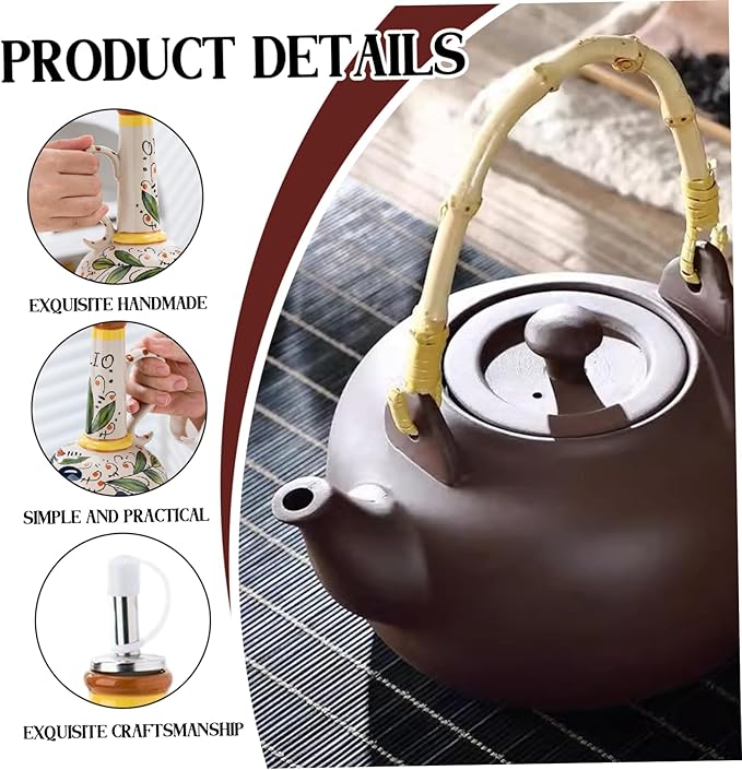 Japanese Tea Pot 800ml/28oz Purple Sands Clay Teapot with Wood Handle Kungfu Teapot for Stovetop