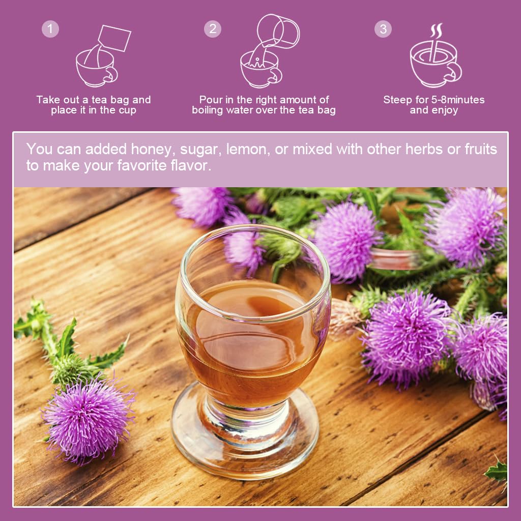 WOGORGT - Milk Thistle Tea for Liver Cleanse &amp; Immune Support, 30 Tea Bags