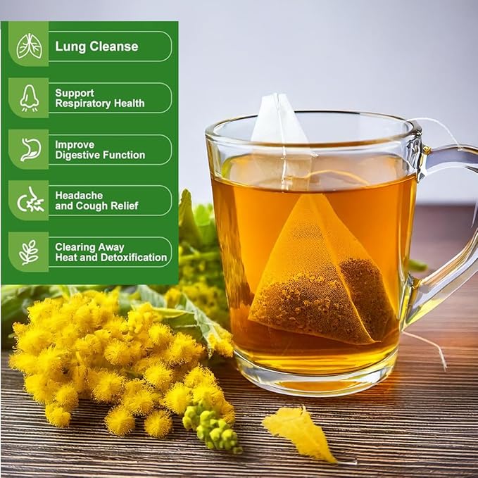 Blue TEA Mullein Tea – 50 Pyramid Plant-Based Tea Bags – Caffeine-Free, Non-Bitter, Ziplock Pack