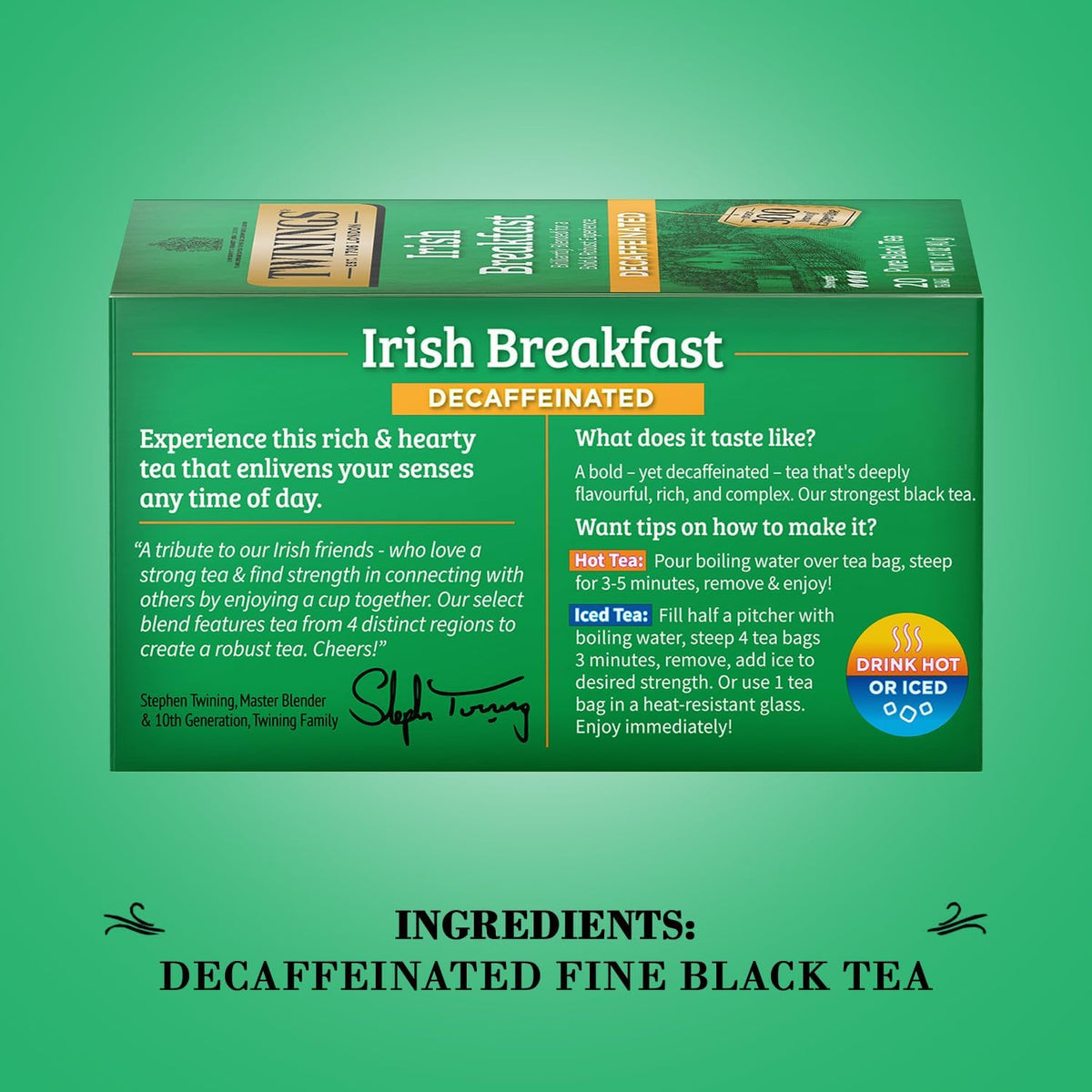 Twinings Irish Breakfast Decaf Black Tea 2-Pack, 20 Count Ea