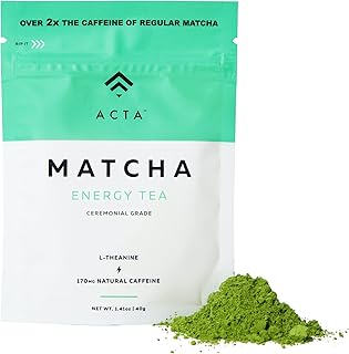 ACTA Matcha Energy Tea 40g, High Caffeine (170mg) Blend for Increased Focus & Clarity, Perfect Coffee Alternative Made with Ceremonial Grade Matcha Green Tea Powder from Japan