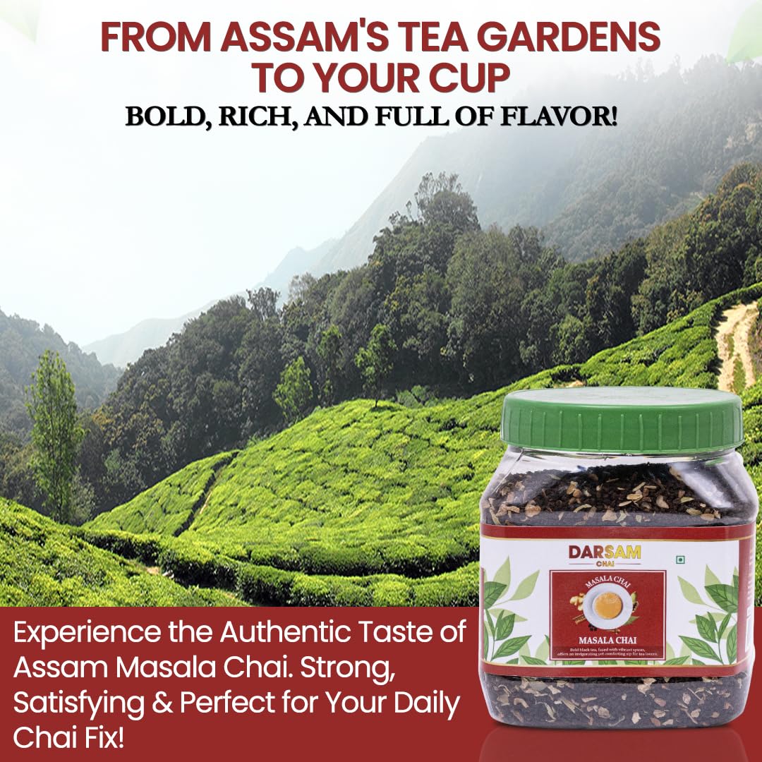 Darsam Masala Chai, Assam Black Tea Loose Leaf with Real Spices - 8.8 oz