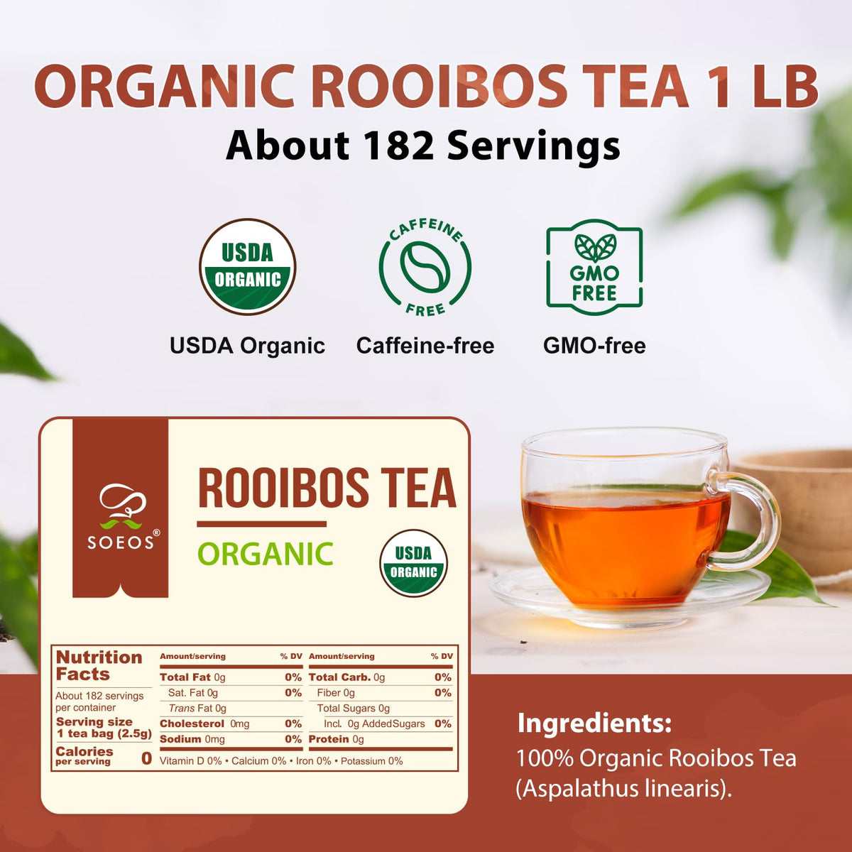 Soeos Organic Rooibos Tea Loose Leaf
