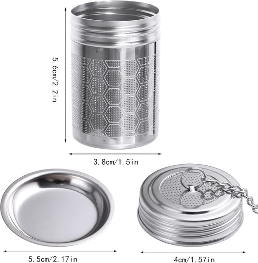 2 Pack Tea Infusers For Loose Tea, 304 Stainless Steel, 2 Inch | Fine Mesh Filter, Threaded Lid, Chain Hook, Drip Trays, Fits Most Mugs And Teapots, Dishwasher Safe