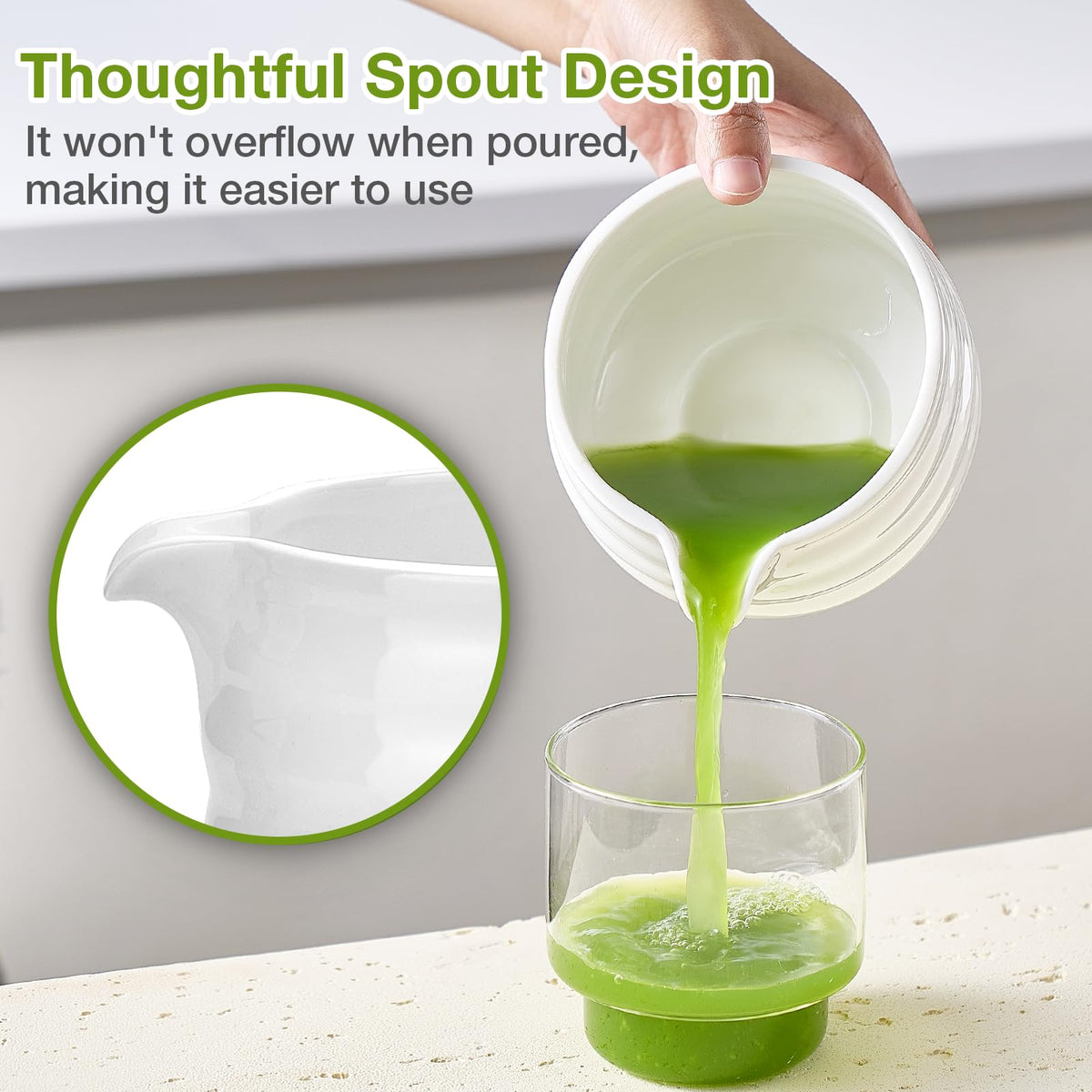 Mfacoy Matcha Whisk Set, Japanese Tea Set (5pcs) includes Matcha Bowl with Spout (19 oz), Bamboo Whisk and Matcha Scoop