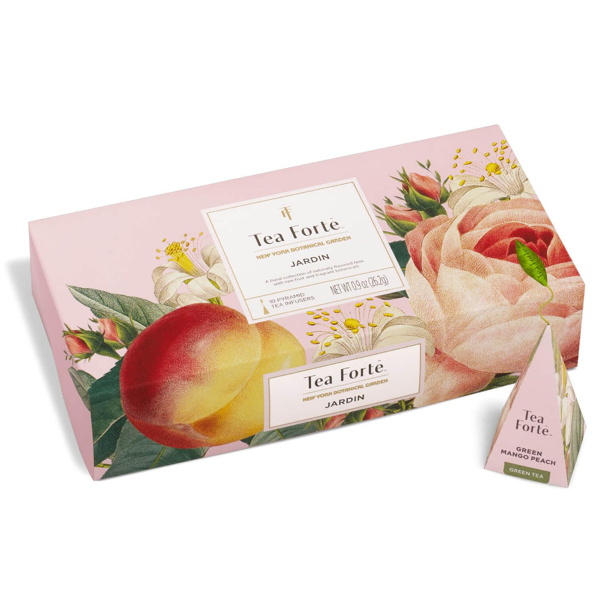 Tea Forte Premium Petite Presentation Box Gift Set Sampler, 10 Count, 2 of Each Blend Individually Wrapped Handcrafted Pyramid Infuser Bags, Jardin