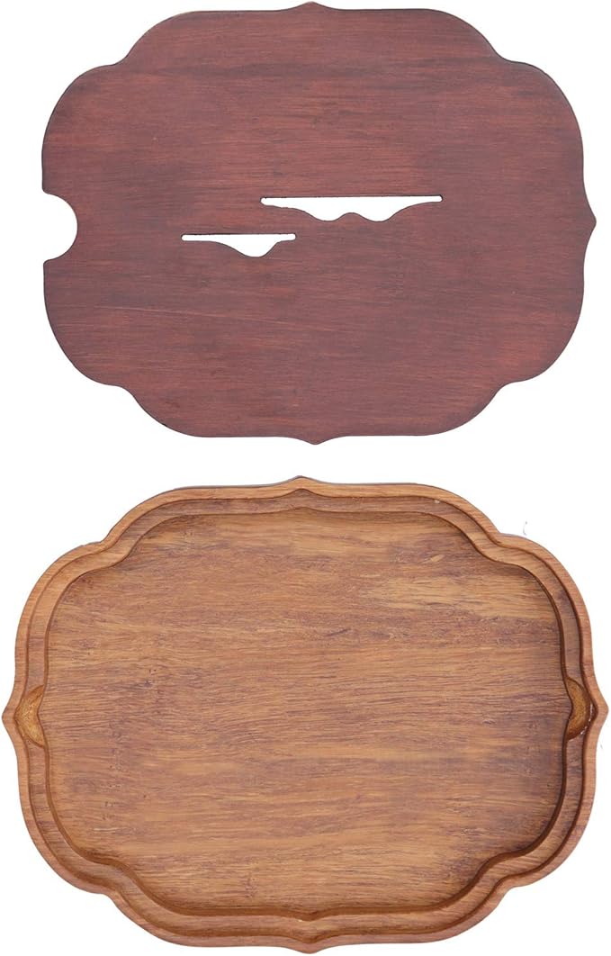 Asixxsix Bamboo Tea Serving Tray with Water Storage, Brown, 20"