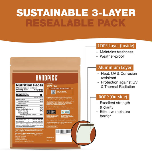 HANDPICK Chai Tea Loose Leaf(12oz|150+ Cups) Delicious Indian Masala Chai