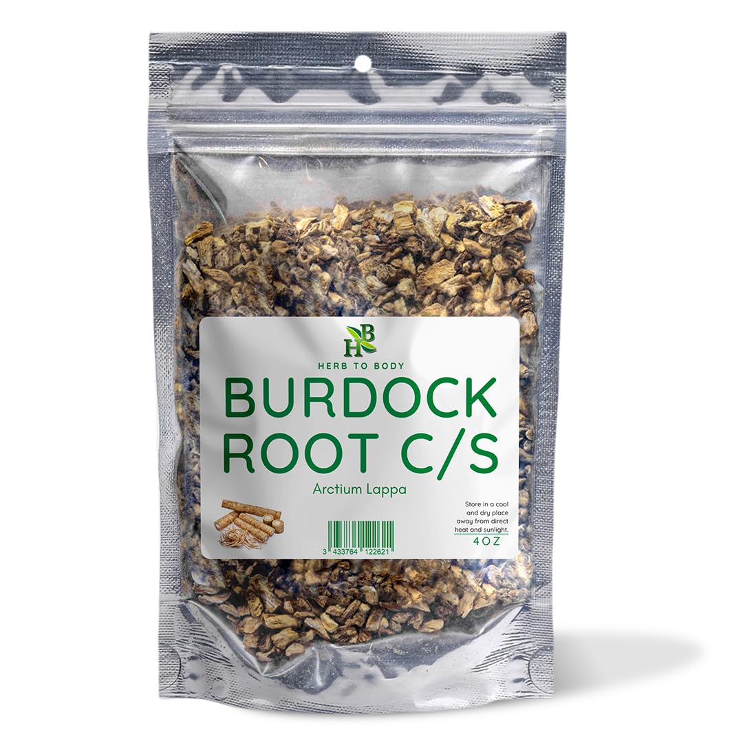 Herb To Body Burdock Root Cut & Sifted – 4 oz, Wildcrafted Arctium Lappa Dried for Herbal Tea, Dried Burdock Tea, and Natural