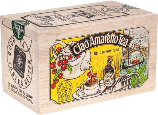 The Metropolitan Tea Company 62WD-618B-138 Ciao Amaretto 25 Teabags in Wood Box